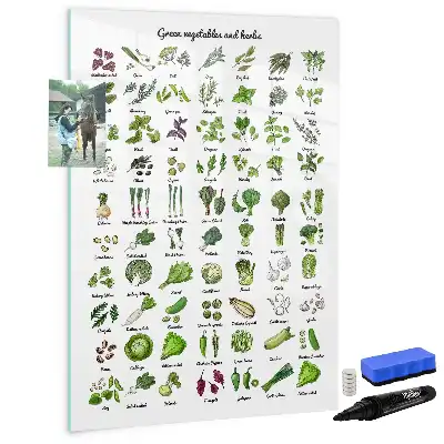 Glazen magneetbord met decoratieve print groene groenten