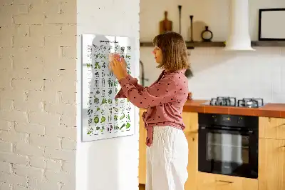Glazen magneetbord met decoratieve print groene groenten