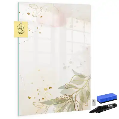 Magnetisch glazen memobord voor aan de muur met gouden groente abstractie