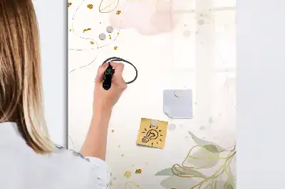 Magnetisch glazen memobord voor aan de muur met gouden groente abstractie