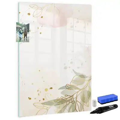 Magnetisch glazen memobord voor aan de muur met gouden groente abstractie