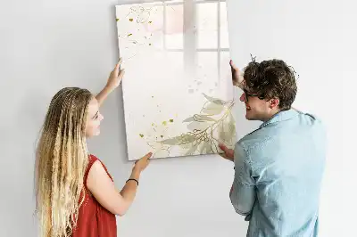 Magnetisch glazen memobord voor aan de muur met gouden groente abstractie