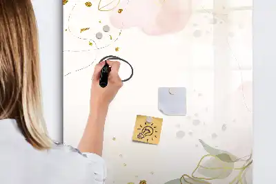 Magnetisch glazen memobord voor aan de muur met gouden groente abstractie