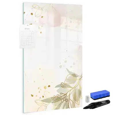 Magnetisch glazen memobord voor aan de muur met gouden groente abstractie