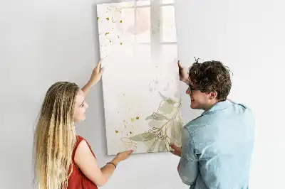 Magnetisch glazen memobord voor aan de muur met gouden groente abstractie