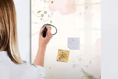 Magnetisch glazen memobord voor aan de muur met gouden groente abstractie