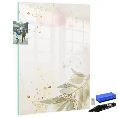 Magnetisch glazen memobord voor aan de muur met gouden groente abstractie