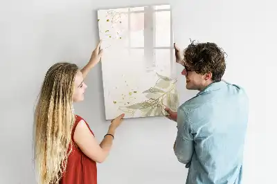 Magnetisch glazen memobord voor aan de muur met gouden groente abstractie