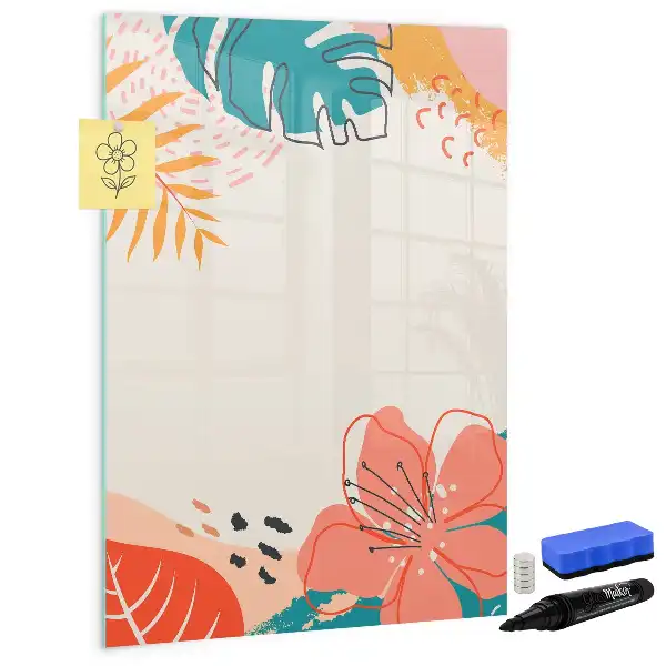 Magnetisch glazen memobord voor aan de muur zomerbloem design