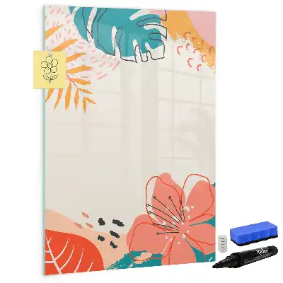 Magnetisch glazen memobord voor aan de muur zomerbloem design