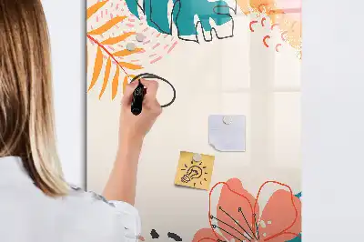 Magnetisch glazen memobord voor aan de muur zomerbloem design