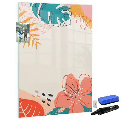 Magnetisch glazen memobord voor aan de muur zomerbloem design