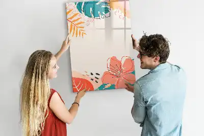 Magnetisch glazen memobord voor aan de muur zomerbloem design