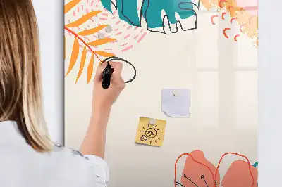 Magnetisch glazen memobord voor aan de muur zomerbloem design