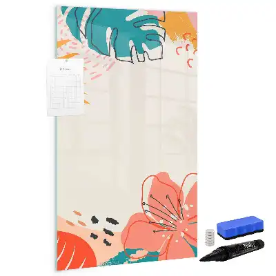 Magnetisch glazen memobord voor aan de muur zomerbloem design
