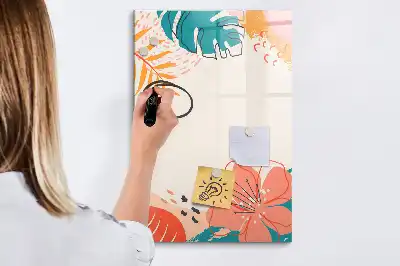 Magnetisch glazen memobord voor aan de muur zomerbloem design
