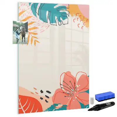 Magnetisch glazen memobord voor aan de muur zomerbloem design