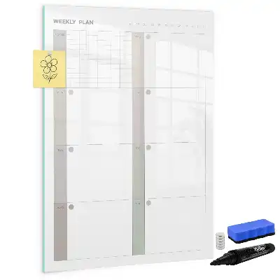 Glazen weekplanner magnetisch memobord voor aan de muur