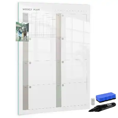 Glazen weekplanner magnetisch memobord voor aan de muur