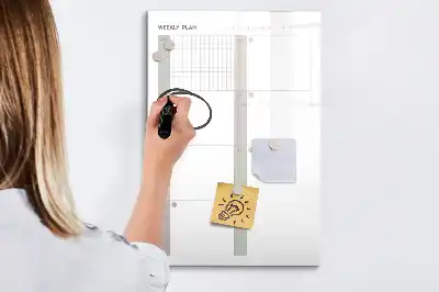 Glazen weekplanner magnetisch memobord voor aan de muur