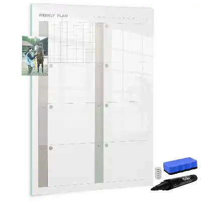 Glazen weekplanner magnetisch memobord voor aan de muur