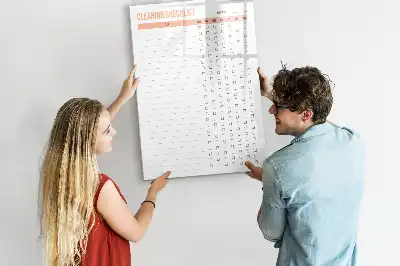 Glazen magneetbord met decoratieve print schoonmaaklijst