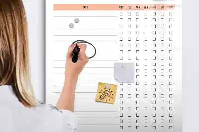 Glazen magneetbord met decoratieve print schoonmaaklijst
