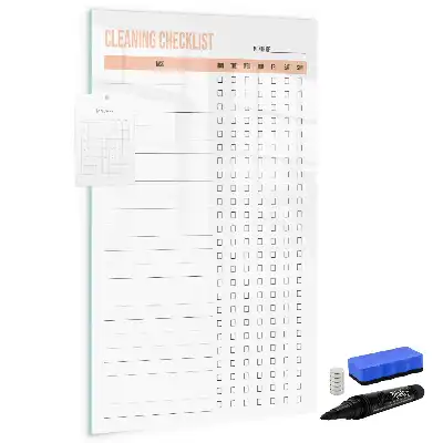 Glazen magneetbord met decoratieve print schoonmaaklijst