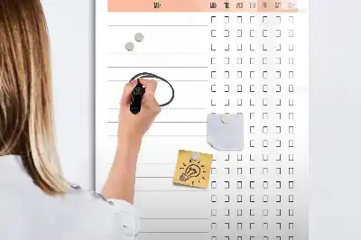 Glazen magneetbord met decoratieve print schoonmaaklijst