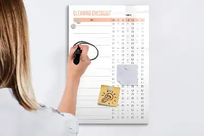 Glazen magneetbord met decoratieve print schoonmaaklijst