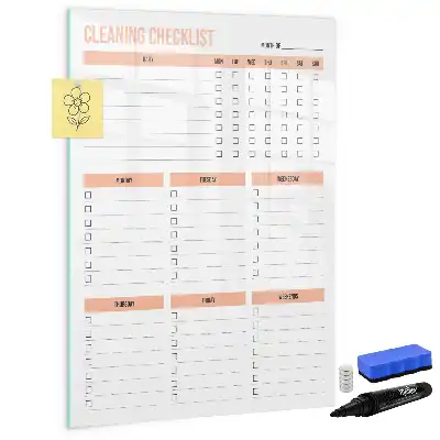 Magnetisch glazen memobord voor aan de muur schoonmaaklijst