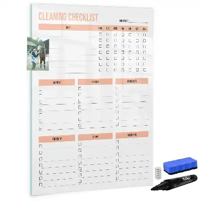 Magnetisch glazen memobord voor aan de muur schoonmaaklijst