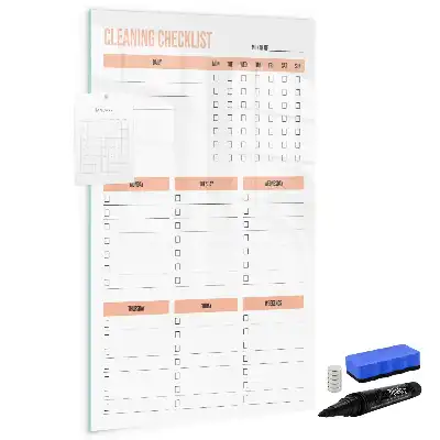 Magnetisch glazen memobord voor aan de muur schoonmaaklijst