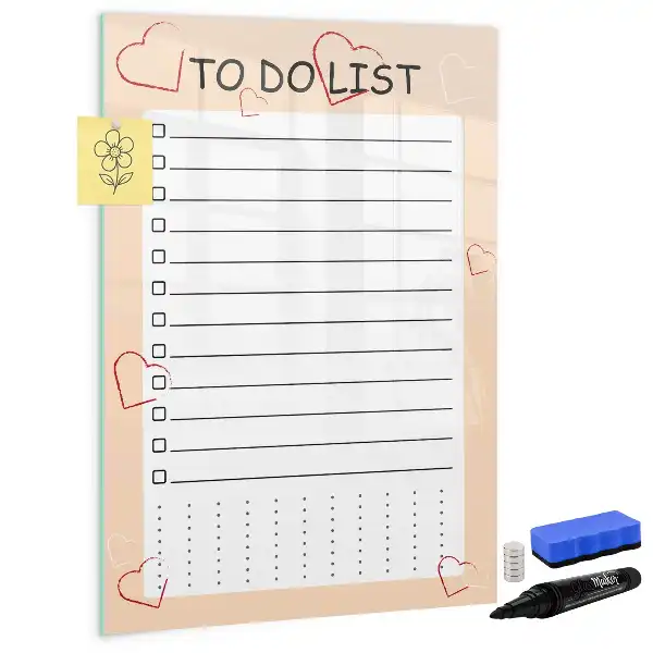Glazen magneetbord met to-do lijst print decoratief whiteboard