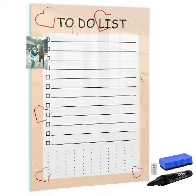 Glazen magneetbord met to-do lijst print decoratief whiteboard