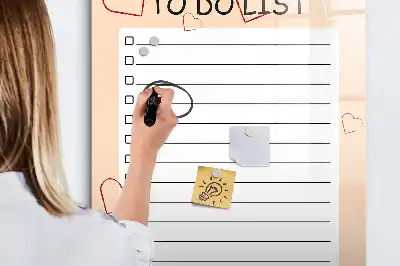 Glazen magneetbord met to-do lijst print decoratief whiteboard