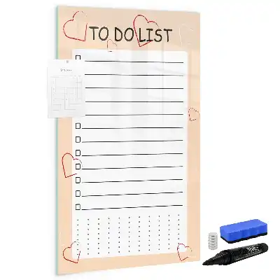 Glazen magneetbord met to-do lijst print decoratief whiteboard
