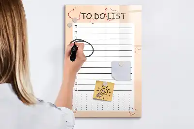 Glazen magneetbord met to-do lijst print decoratief whiteboard