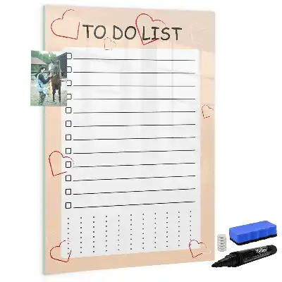 Glazen magneetbord met to-do lijst print decoratief whiteboard