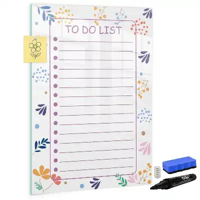 Magnetisch glazen memobord voor aan de muur to-do lijst