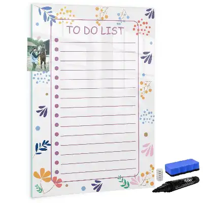 Magnetisch glazen memobord voor aan de muur to-do lijst