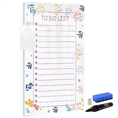 Magnetisch glazen memobord voor aan de muur to-do lijst