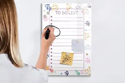 Magnetisch glazen memobord voor aan de muur to-do lijst