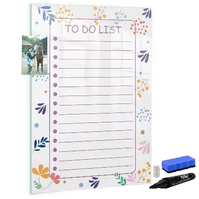 Magnetisch glazen memobord voor aan de muur to-do lijst