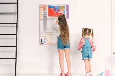 Glazen magneetbord met decoratieve print lijst van te doen taken