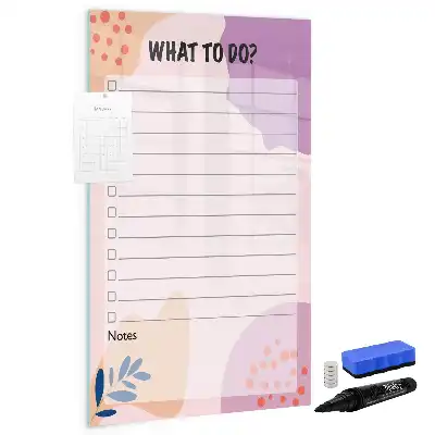 Glazen magneetbord met decoratieve print lijst van te doen taken
