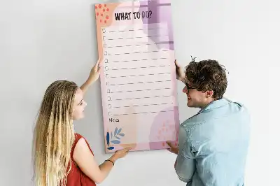 Glazen magneetbord met decoratieve print lijst van te doen taken