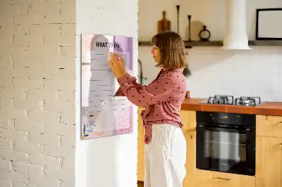 Glazen magneetbord met decoratieve print lijst van te doen taken