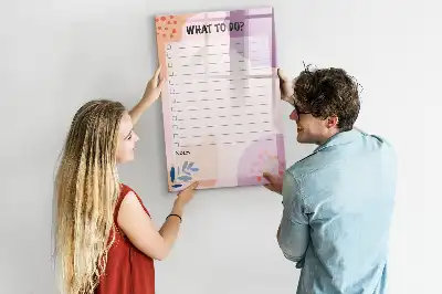 Glazen magneetbord met decoratieve print lijst van te doen taken