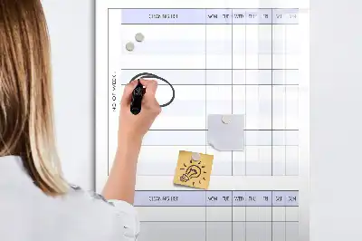 Glazen magneetbord met decoratieve print met schoonmaakschema